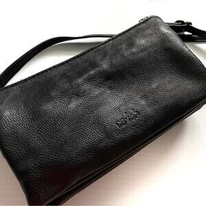 Colab small multi pocket cross body bag purse black striped lining